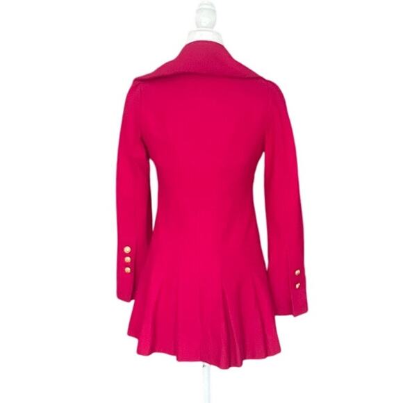 Guess Hot Pink Wool Peacoat Women's Size XS Tailored Fit and Flare Flounce *read - Picture 3 of 14